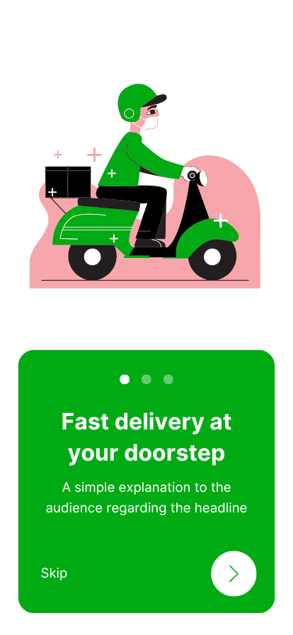 Green Illustrated Onboarding Food Delivery App Mobile Prototype