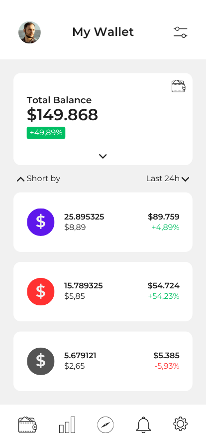 White Minimalist Financial Wallet Mobile Prototype